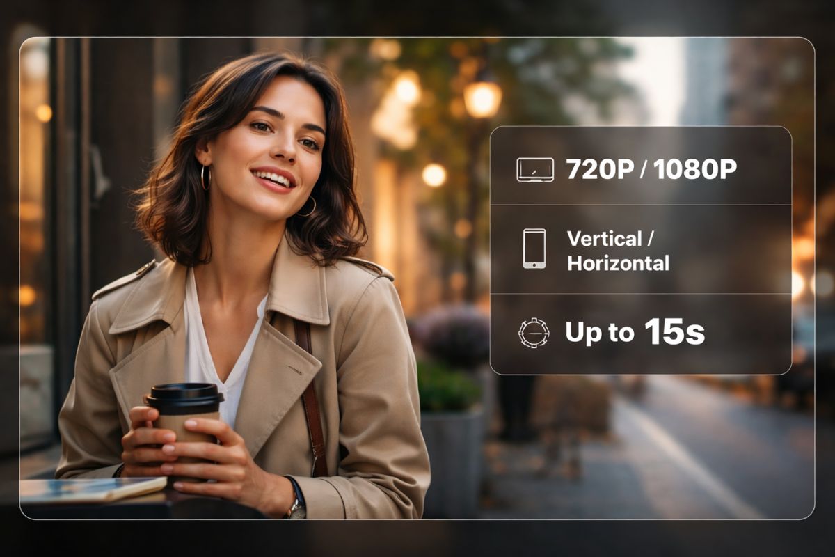 Wan 2.6 commercial clip preview with 720P/1080P and vertical/horizontal output options.