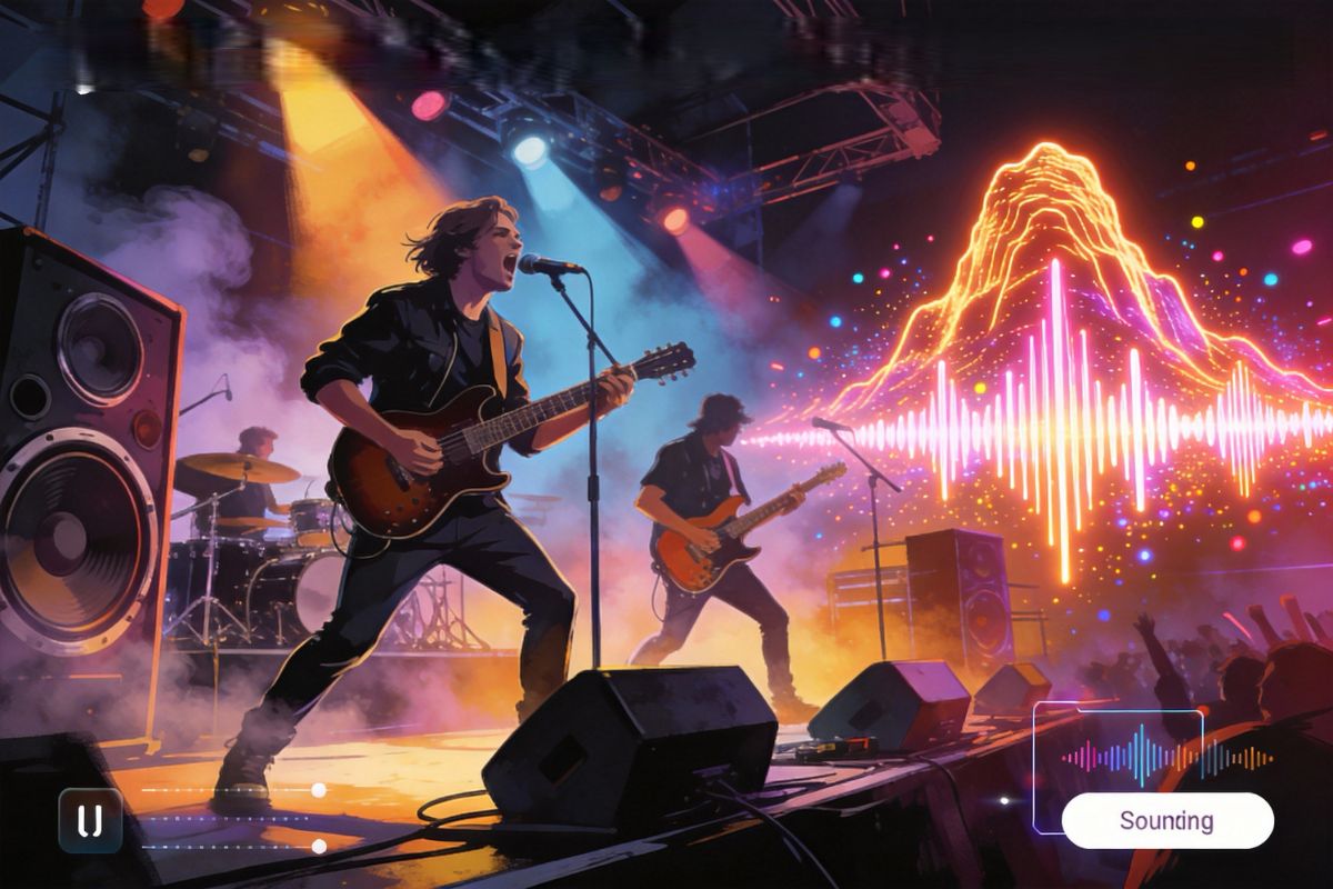 kling 2.6 audio and visual video of a band