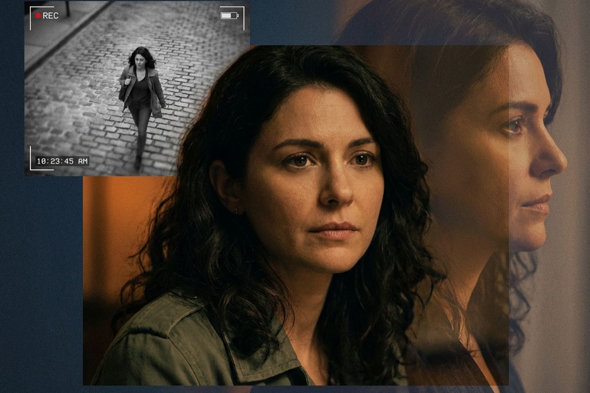 Cinematic poster-style collage showing the same character in multiple camera angles  