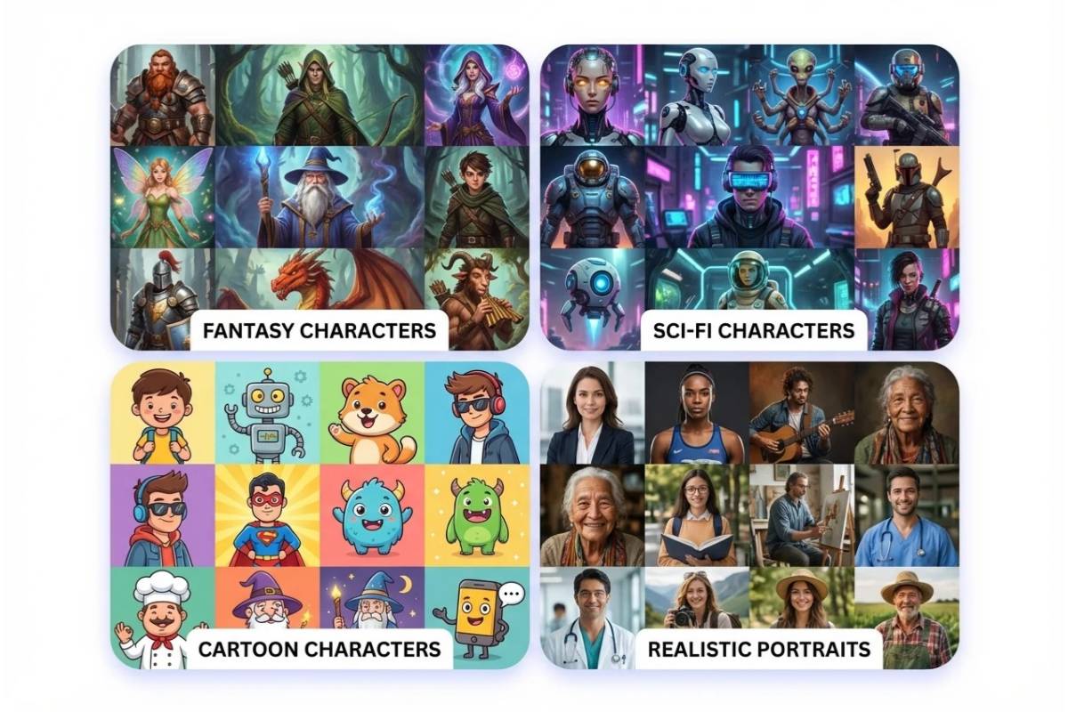 generate ai charaters variously