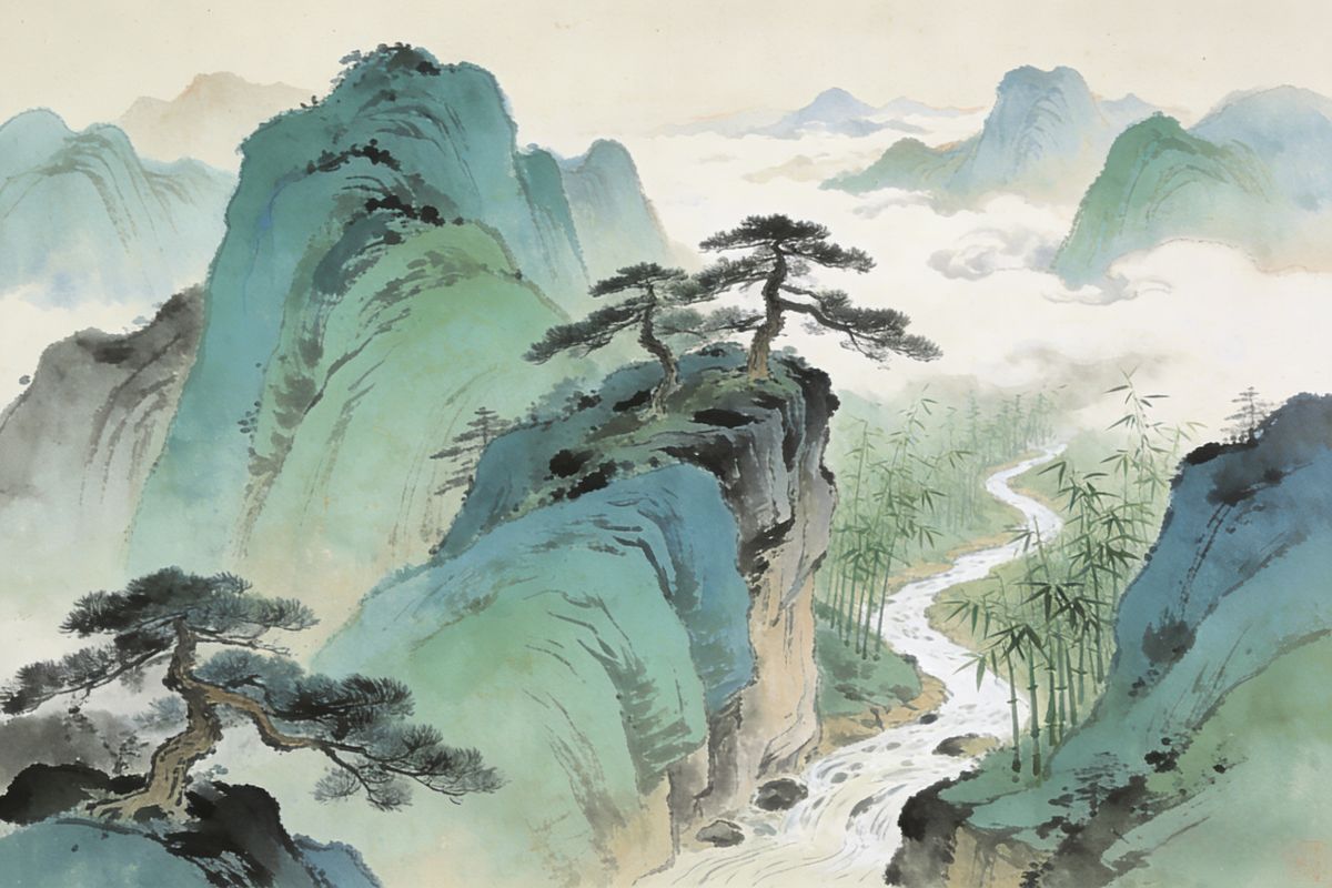 Green Mountains and Cypresses