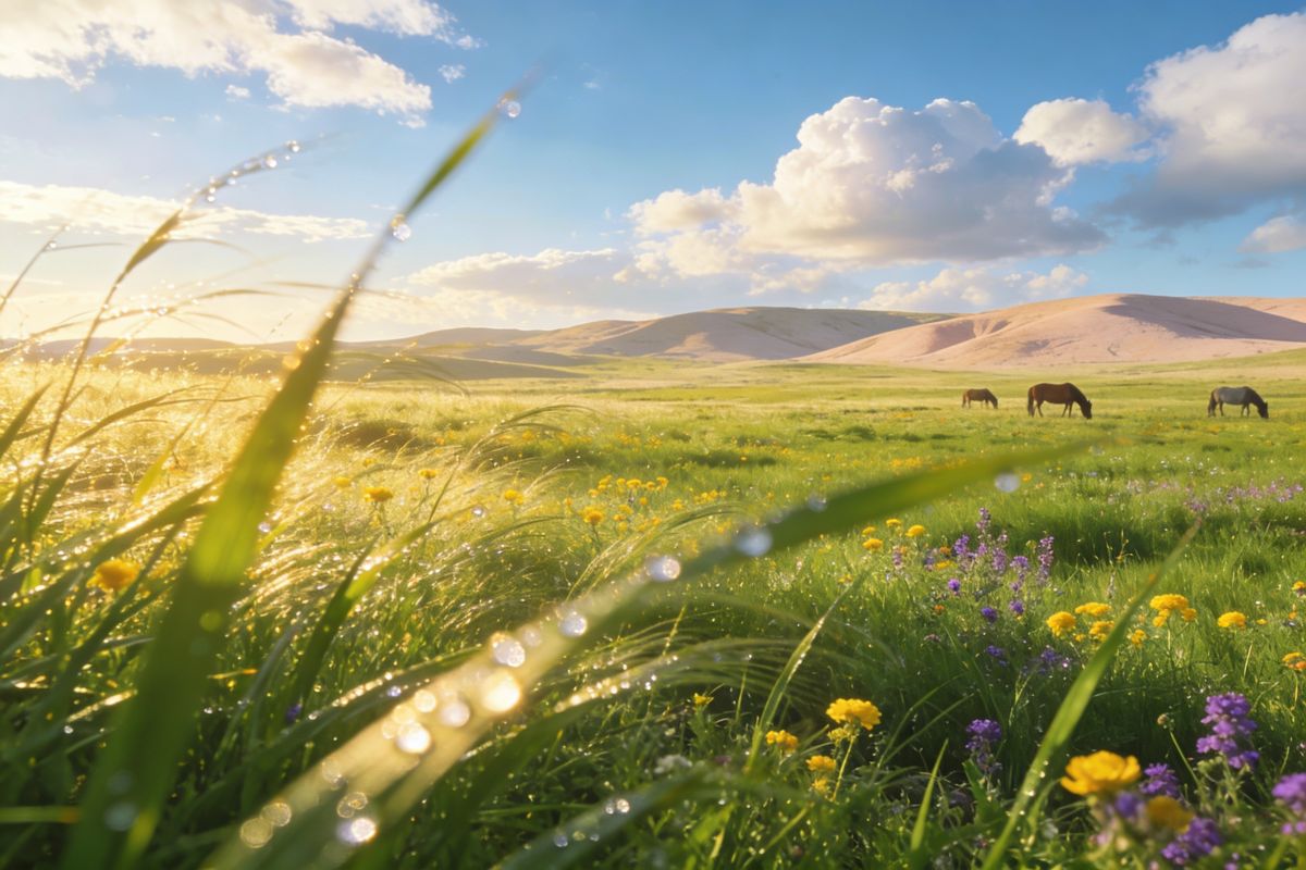 the wind blows the grass