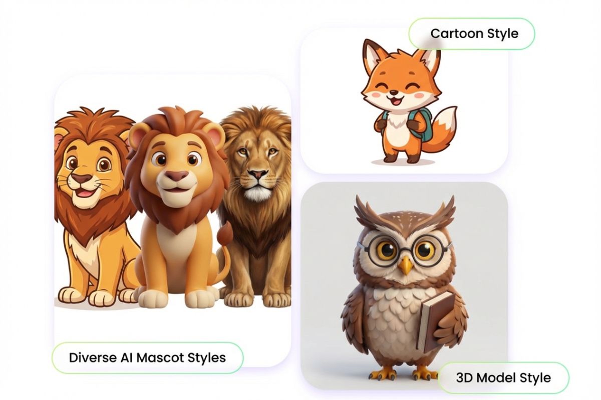 AI Mascot Generator can base on animal image to generate adorable mascot