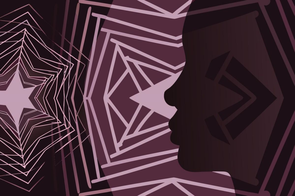 abstract human face and shapes