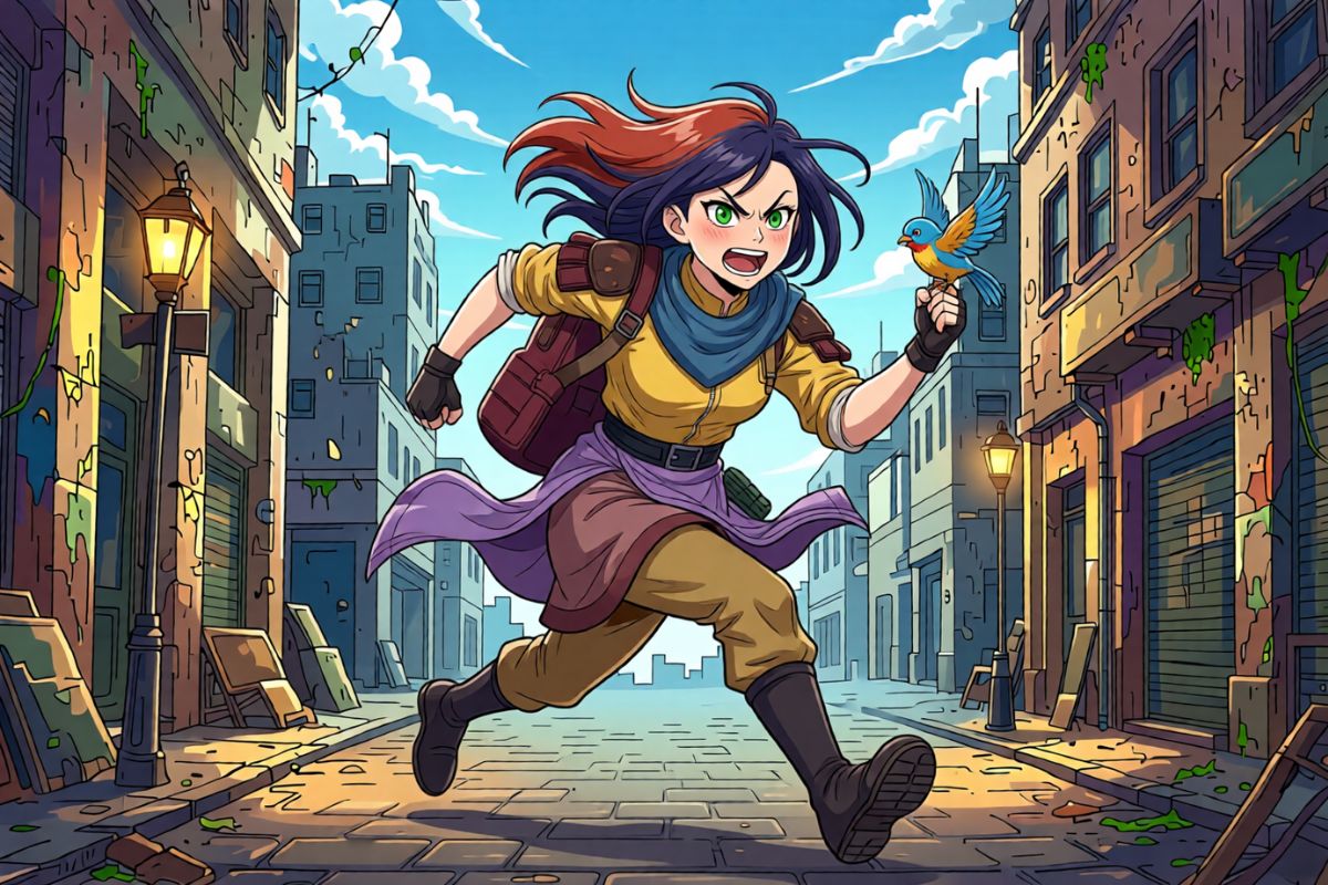 AI-generated Naruto original character with agile movement, dynamic pose, and anime-style outfit