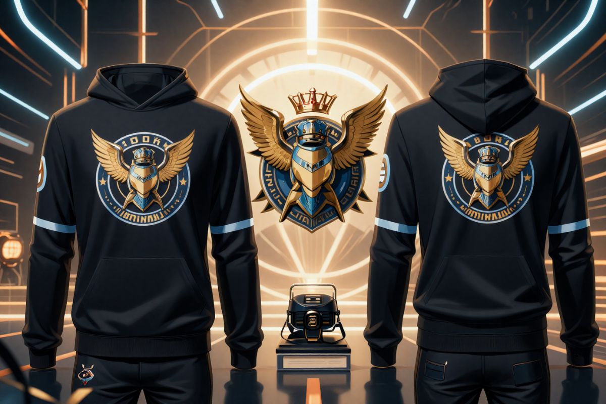 Modern streetwear hoodies featuring custom embroidered guild emblems