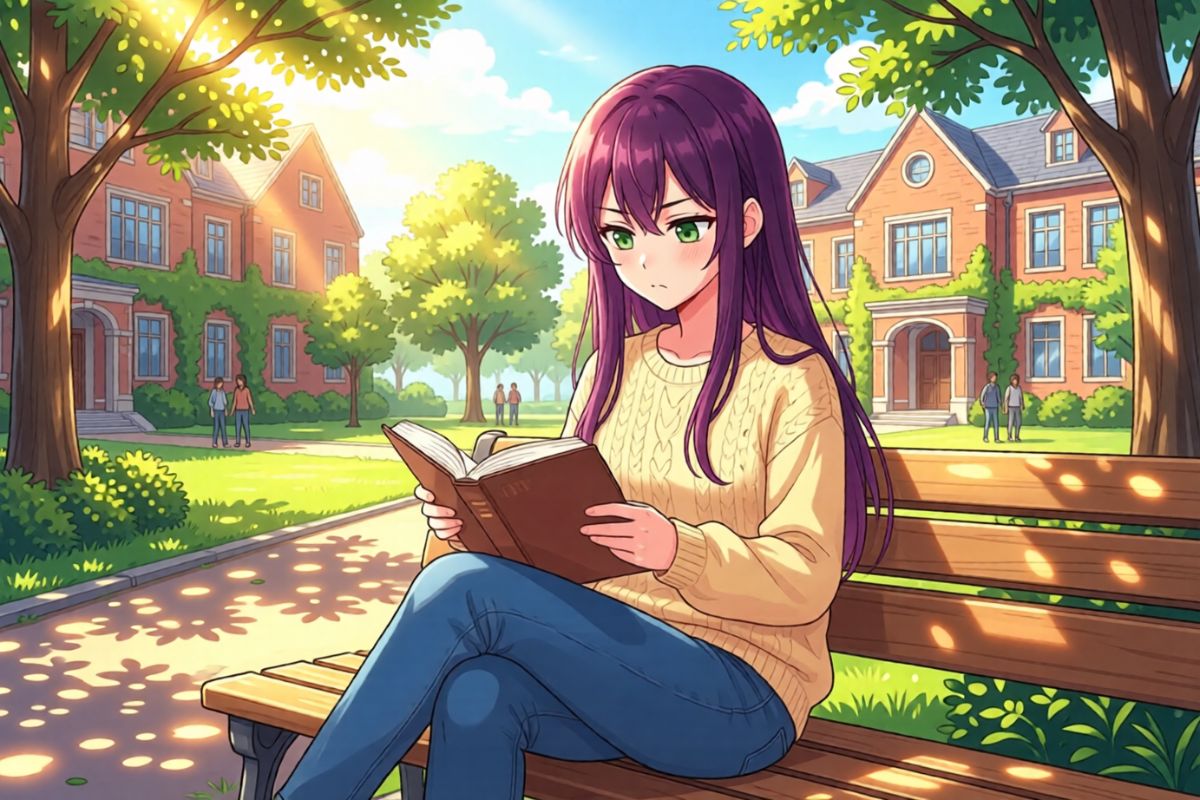 女孩在陽光下靜靜閱讀