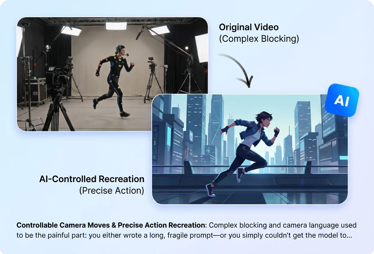 Seedance 2.0 reference-driven generation demonstrating controllable camera movement and accurate action path recreation