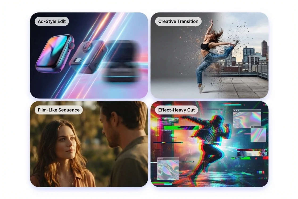 Seedance 2.0 template-style generation recreating complex transitions and effect-heavy edits using reference media
