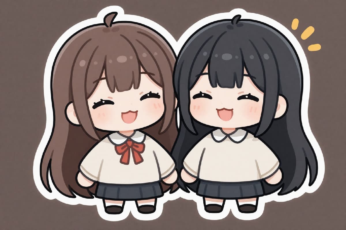sticker chibi pareja linda