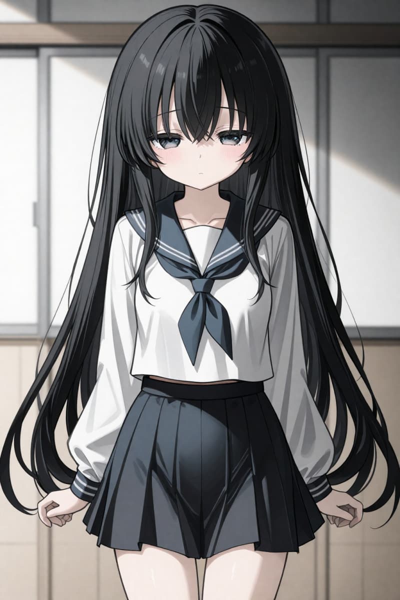female student with empty eyes