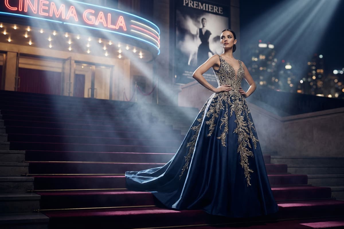 haute couture gown cinematic poster