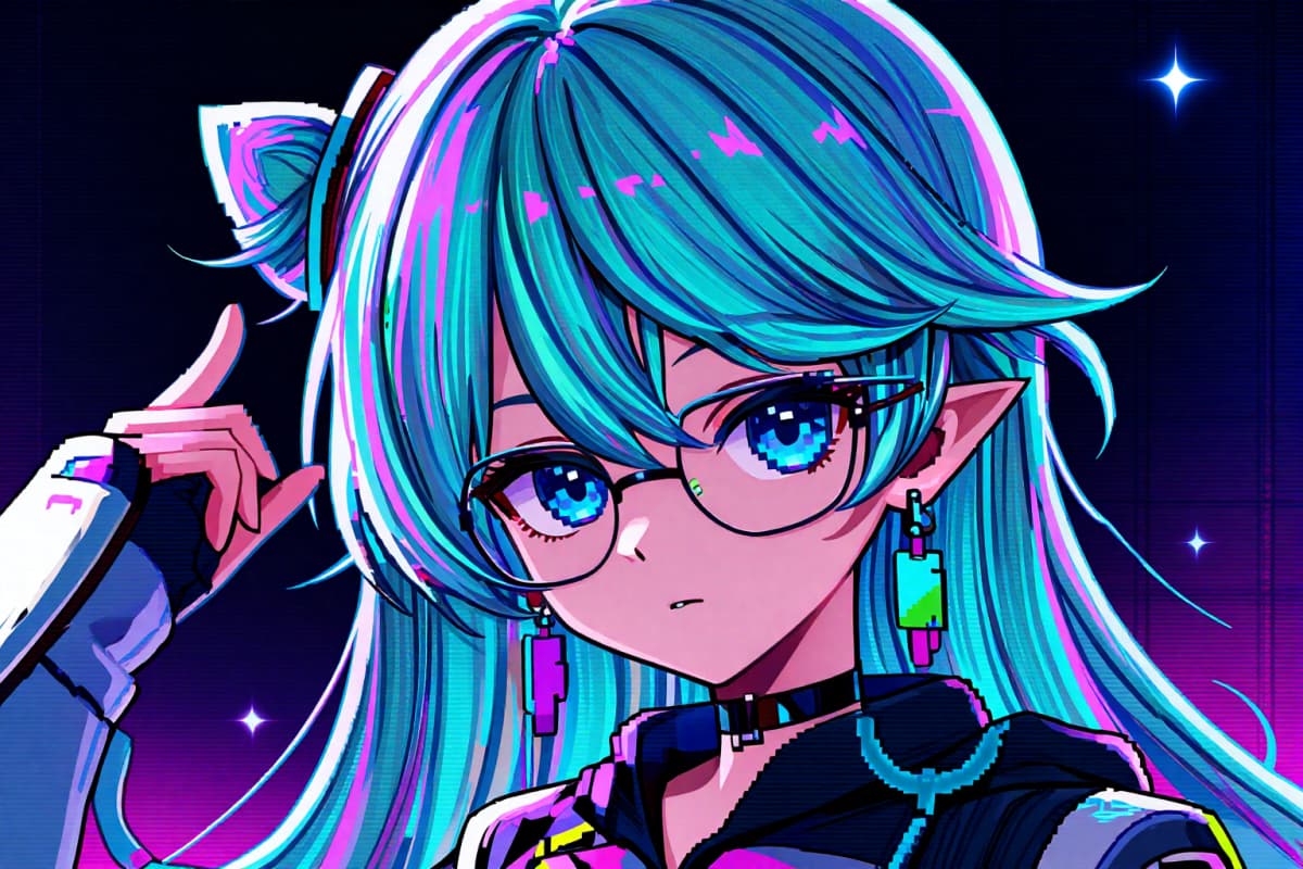 赛博朋克像素画原创角色