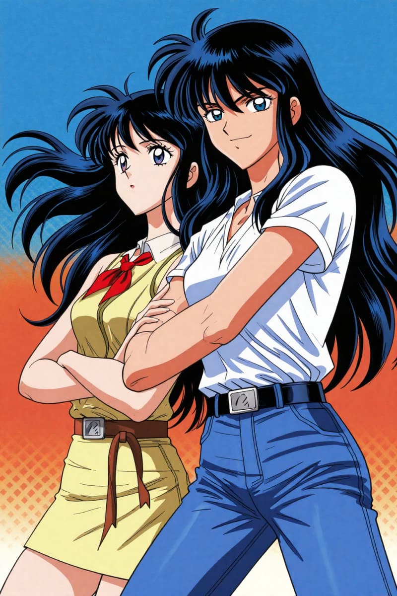 90s retro manga couple