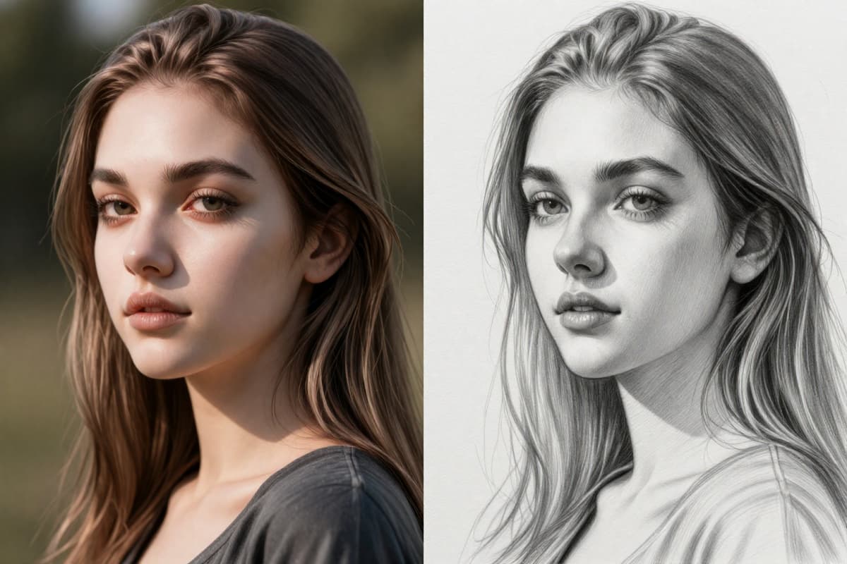 Beatiful Lady Photo to Sketch