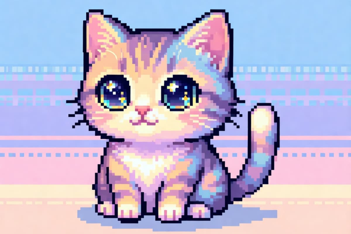 Adorable pixel cat sitting