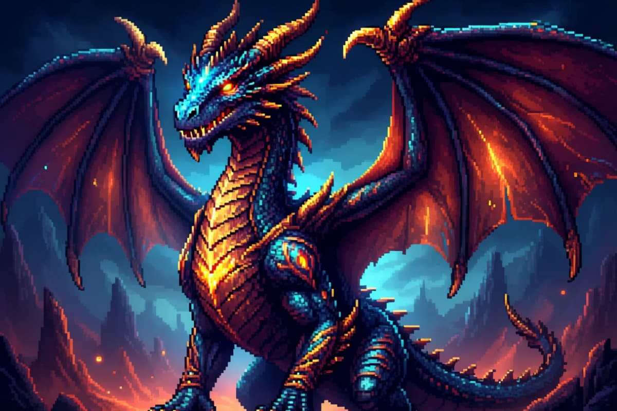 Epic pixel art dragon