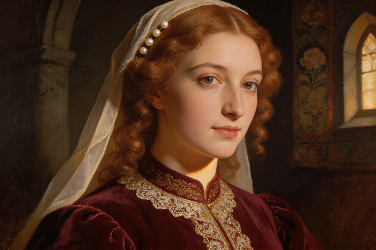 Oil painting style portrait of a classical European woman, renaissance lighting, rich textures