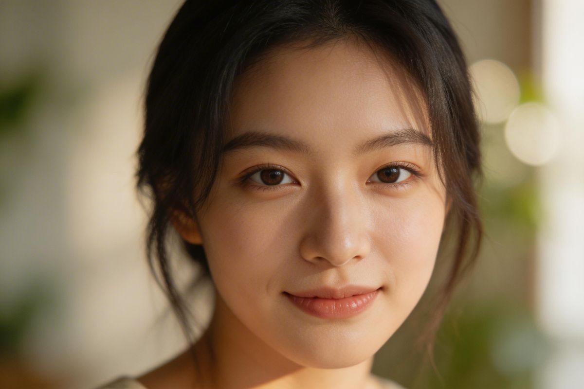 A beautiful Asian woman portrait, soft natural lighting, ultra realistic skin texture, shallow depth of field