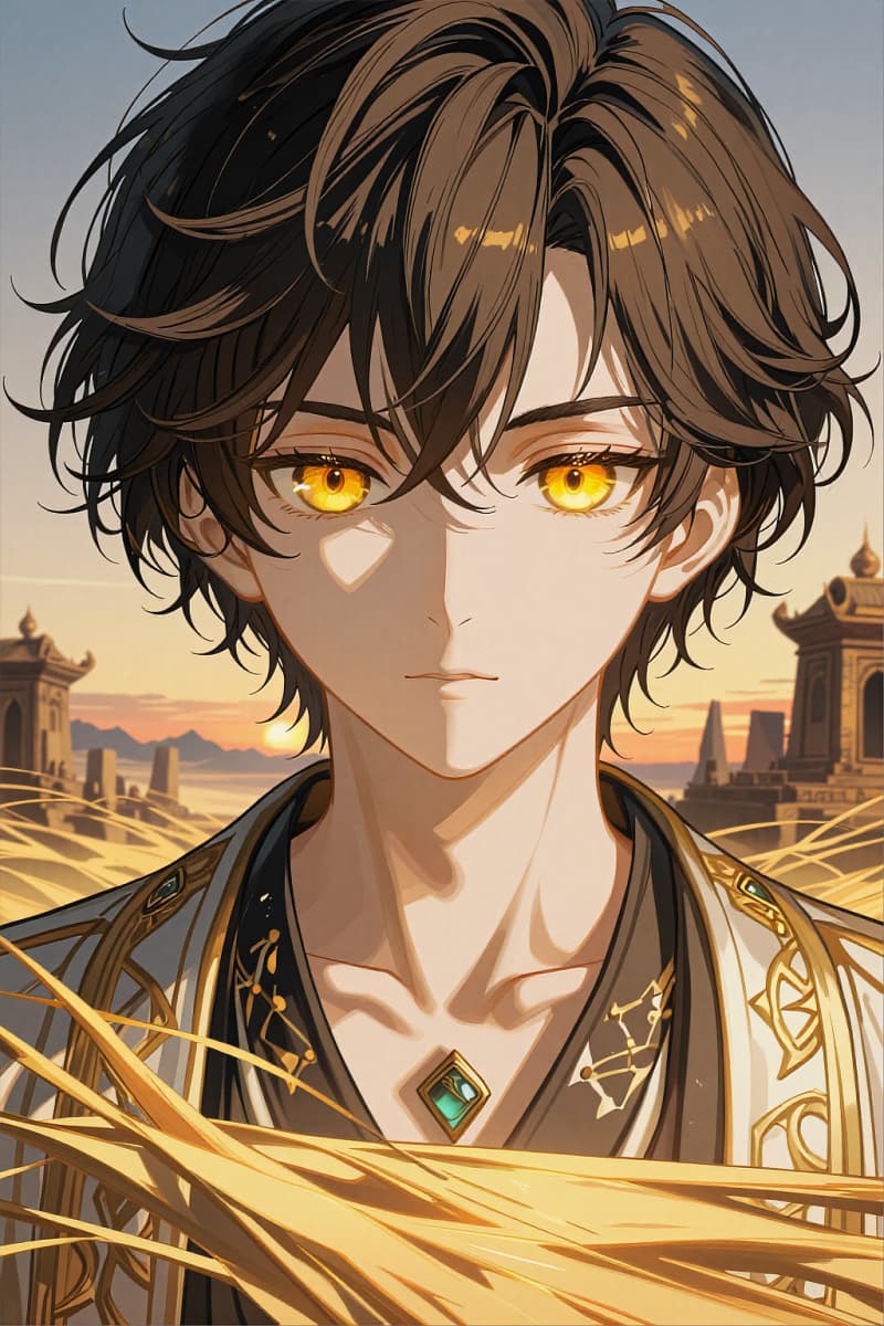 Exquisitely detailed anime boy face