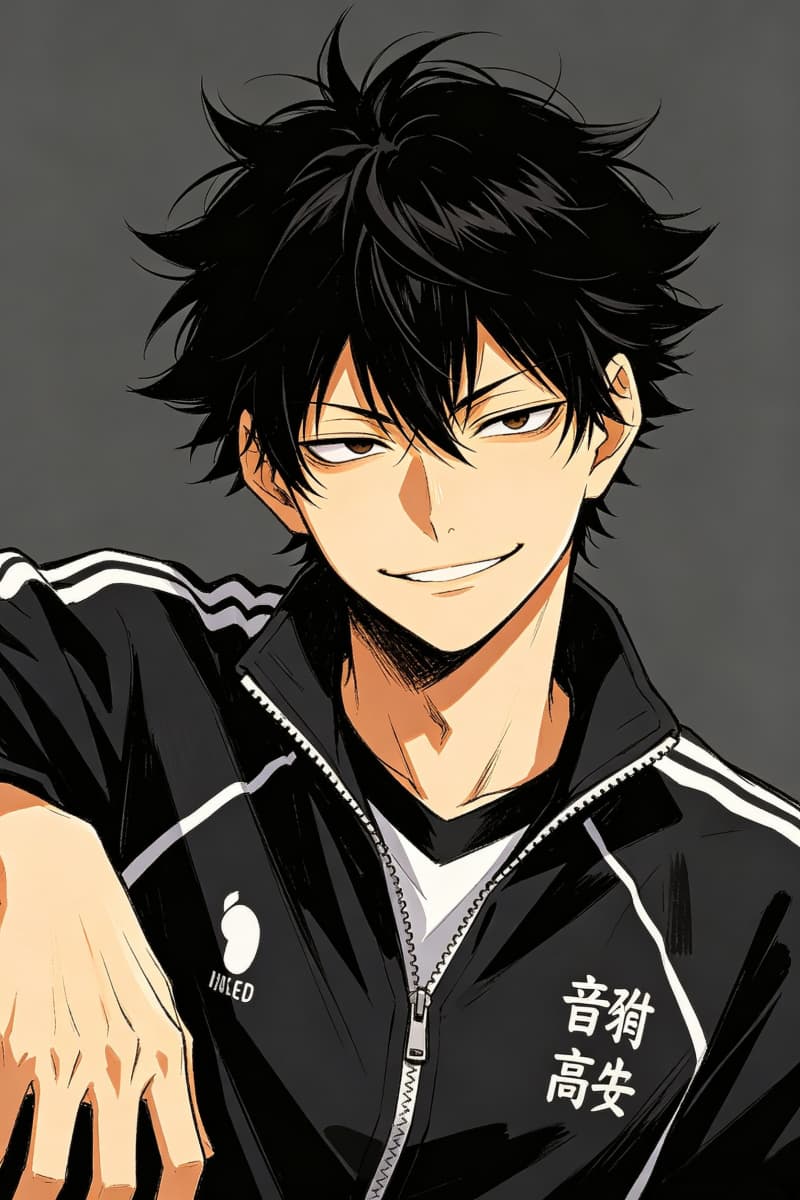 Haikyuu black jacket boy OC