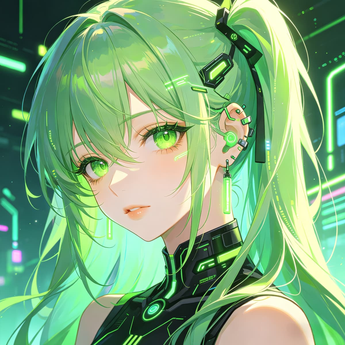 green anime girl pfp