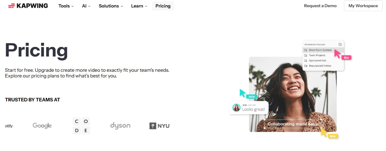 Kapwing Team-Zusammenarbeit