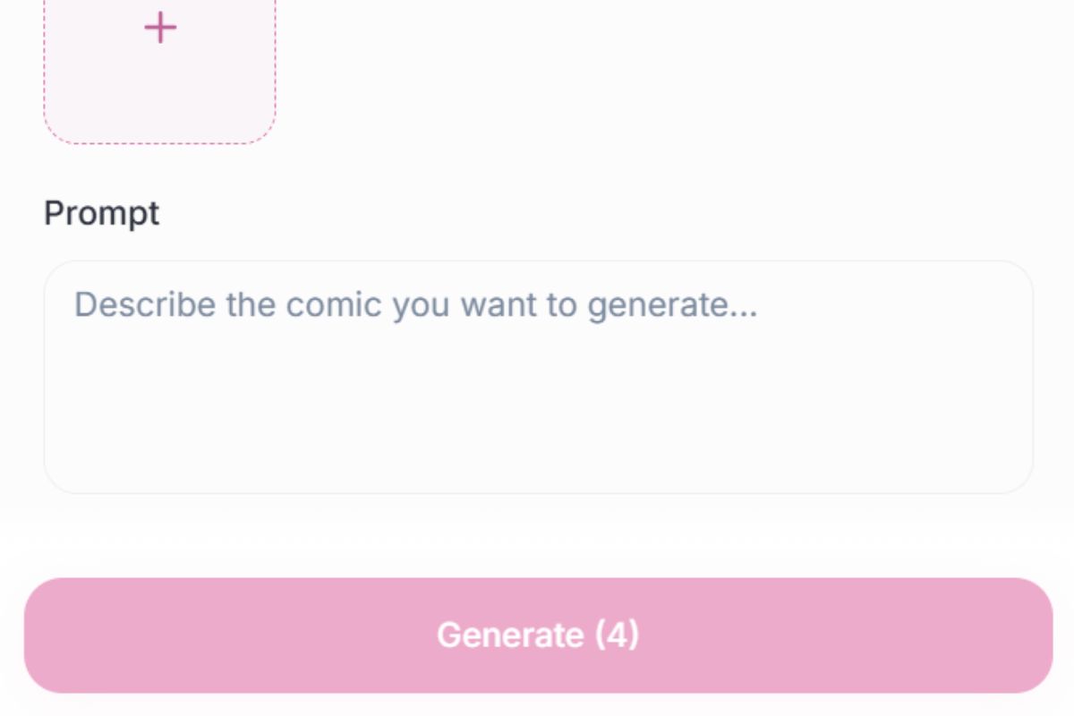 step 1 of AI comic generator