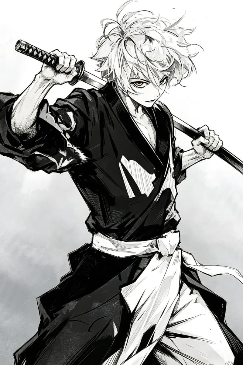 white-haired samurai OC