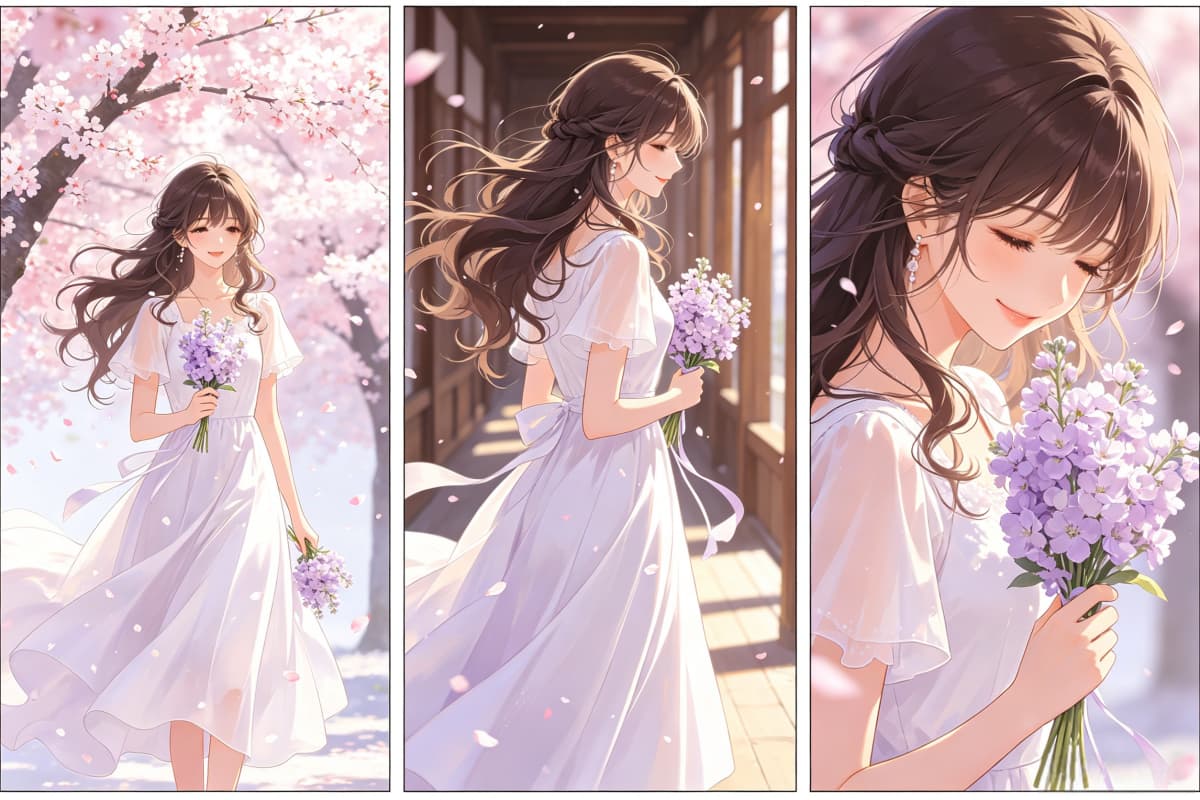 romantic anime story panels