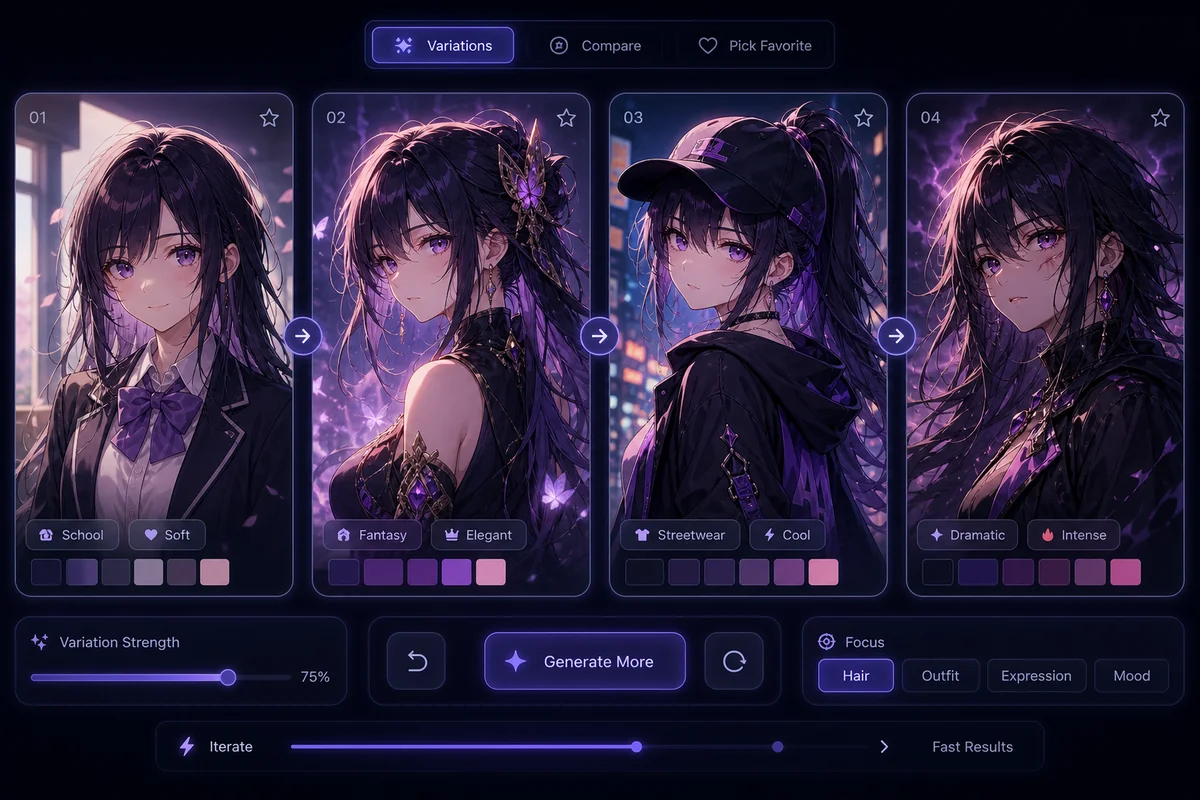 Anime yourself portrait variations