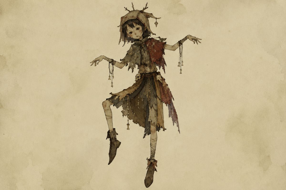 Dark Fairytale Red Scarf Branch Doll