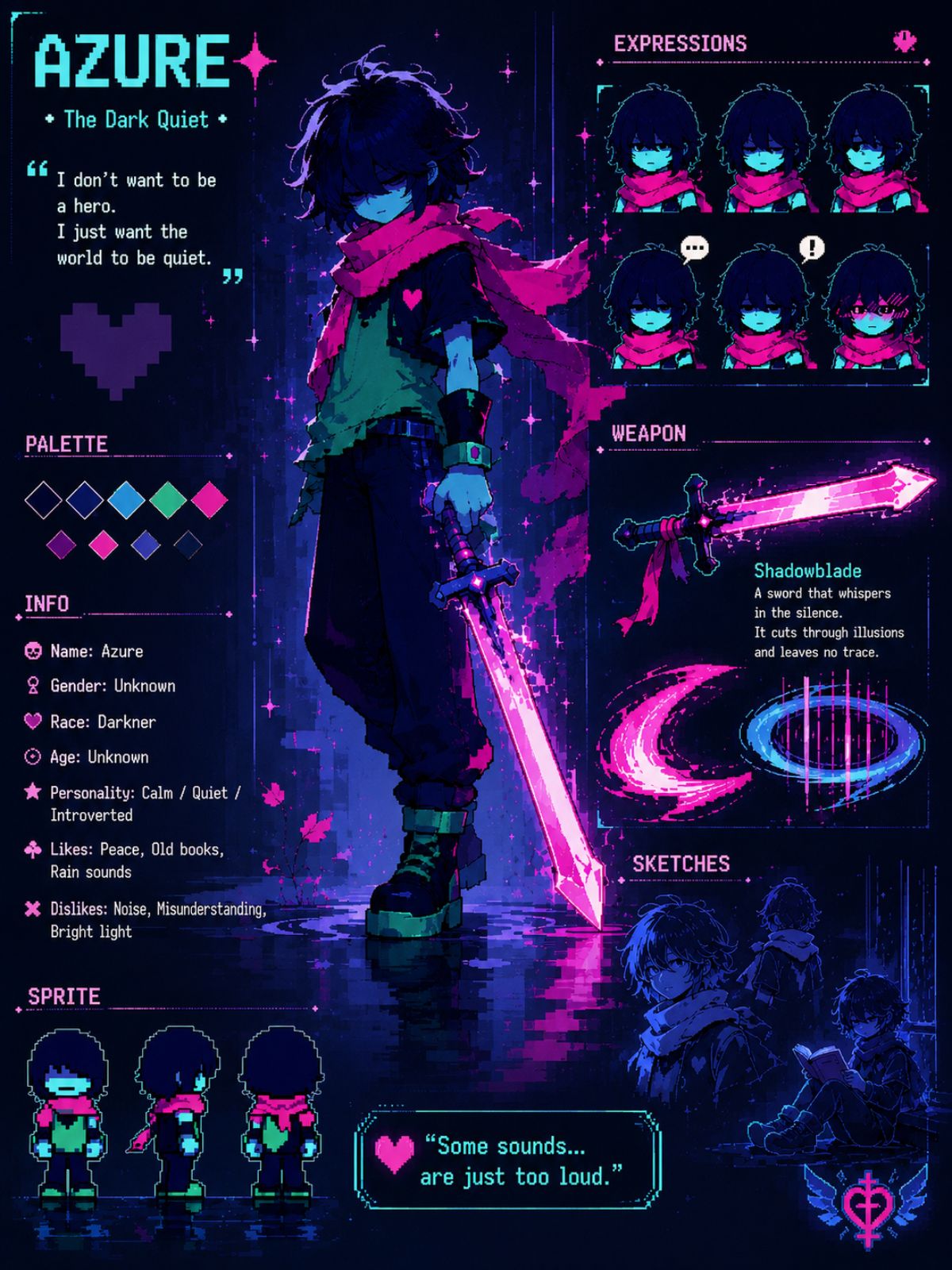 Azure Deltarune Style Darkner OC