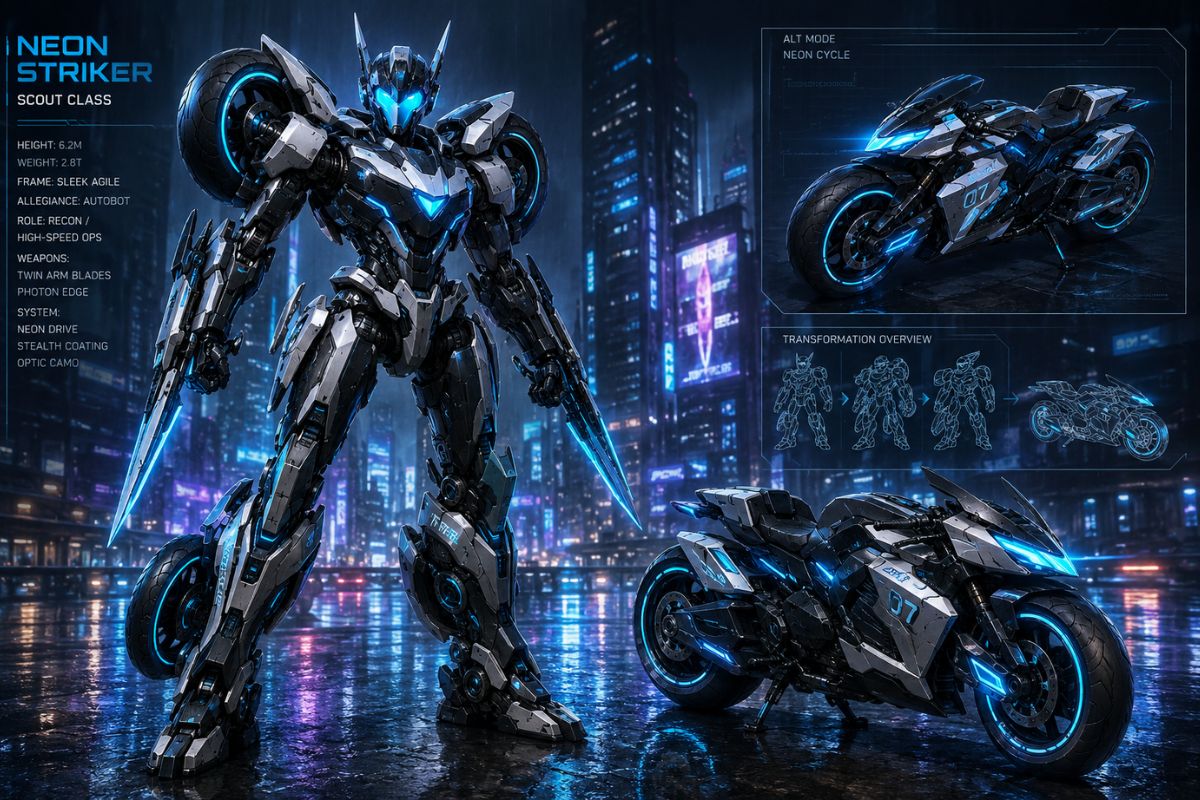 Neon Striker Motorcycle Transformer OC