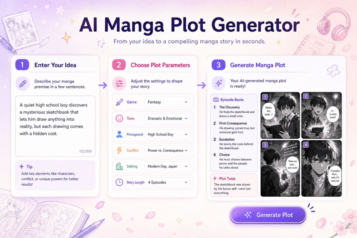 Three-Step Manga Plot Builder