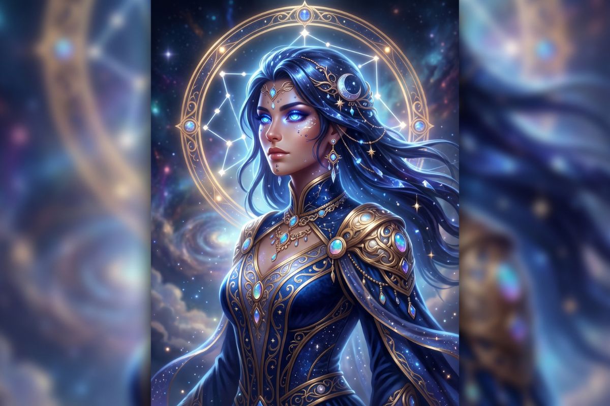 God OC with divine domain and celestial portrait