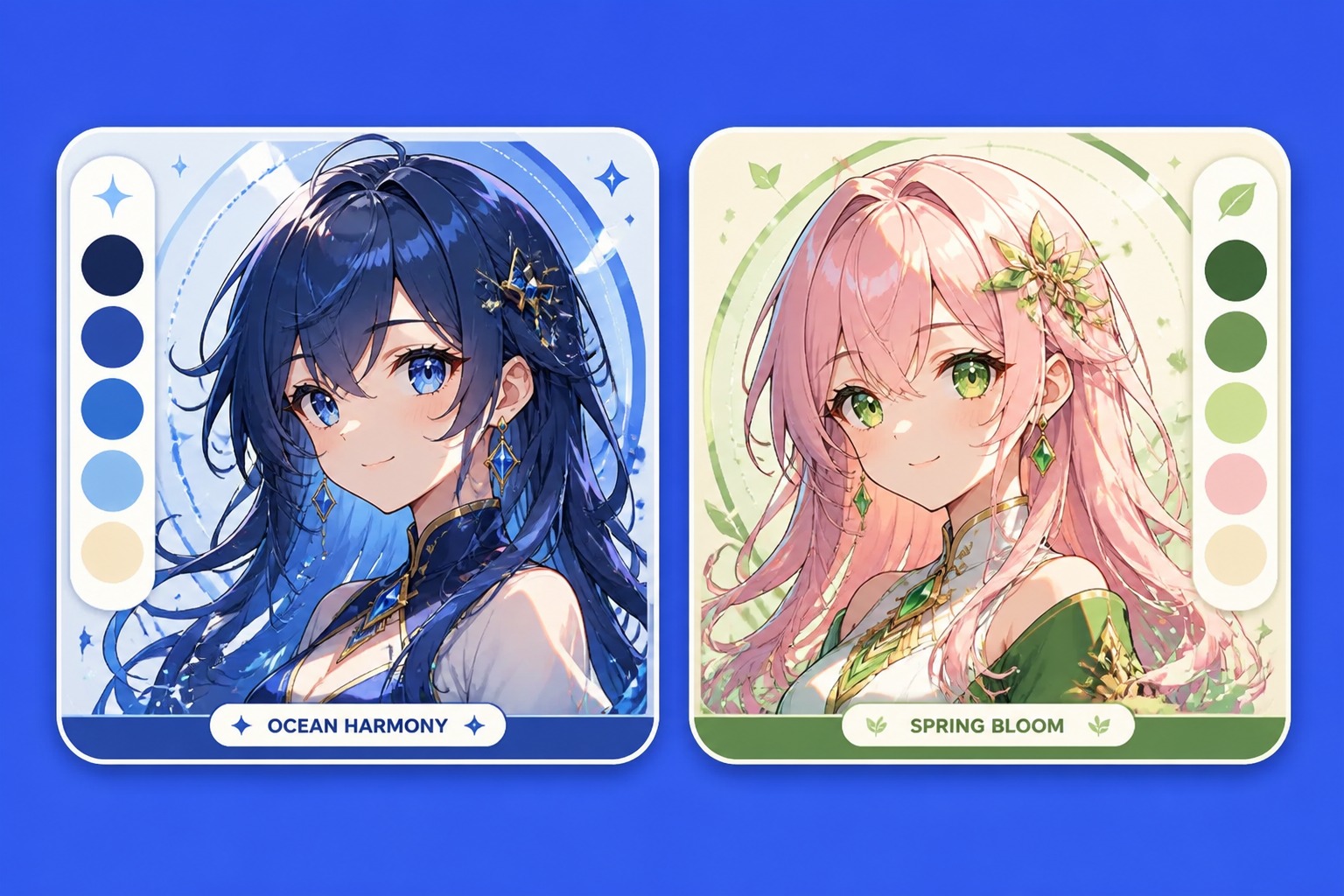 Anime portrait with coordinated hair and eye colors
