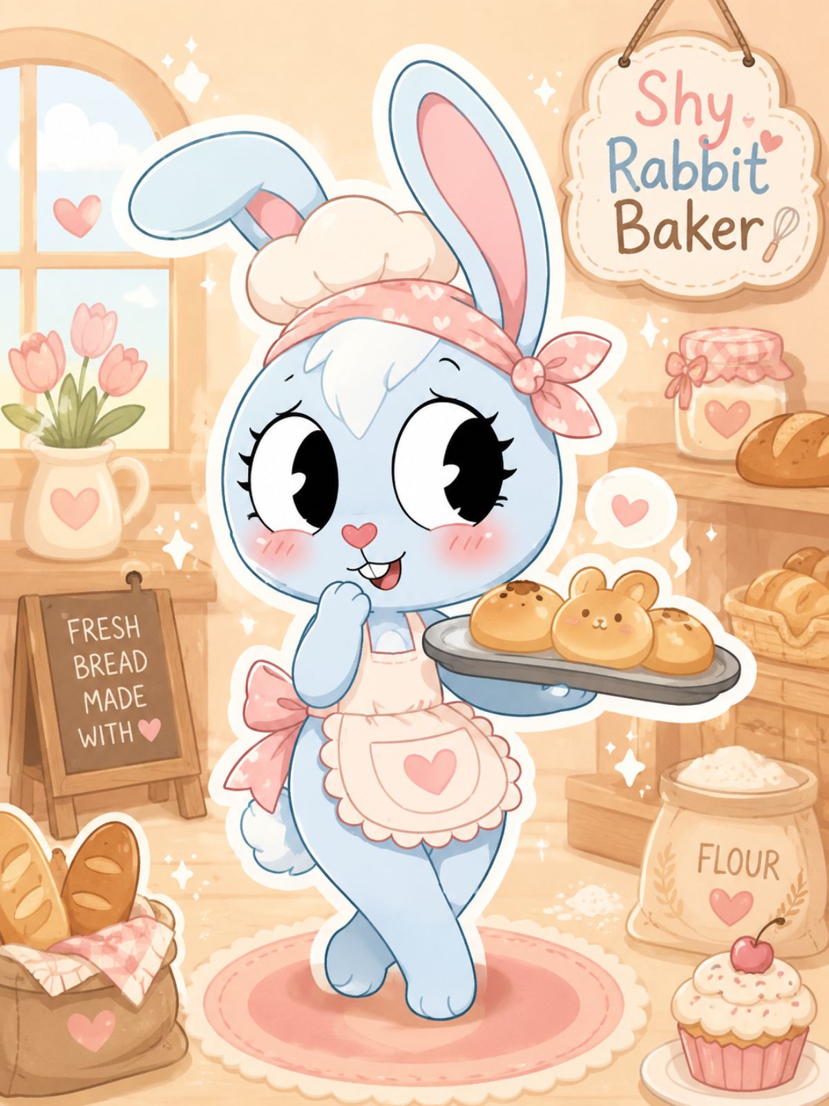Pastel rabbit baker mascot OC