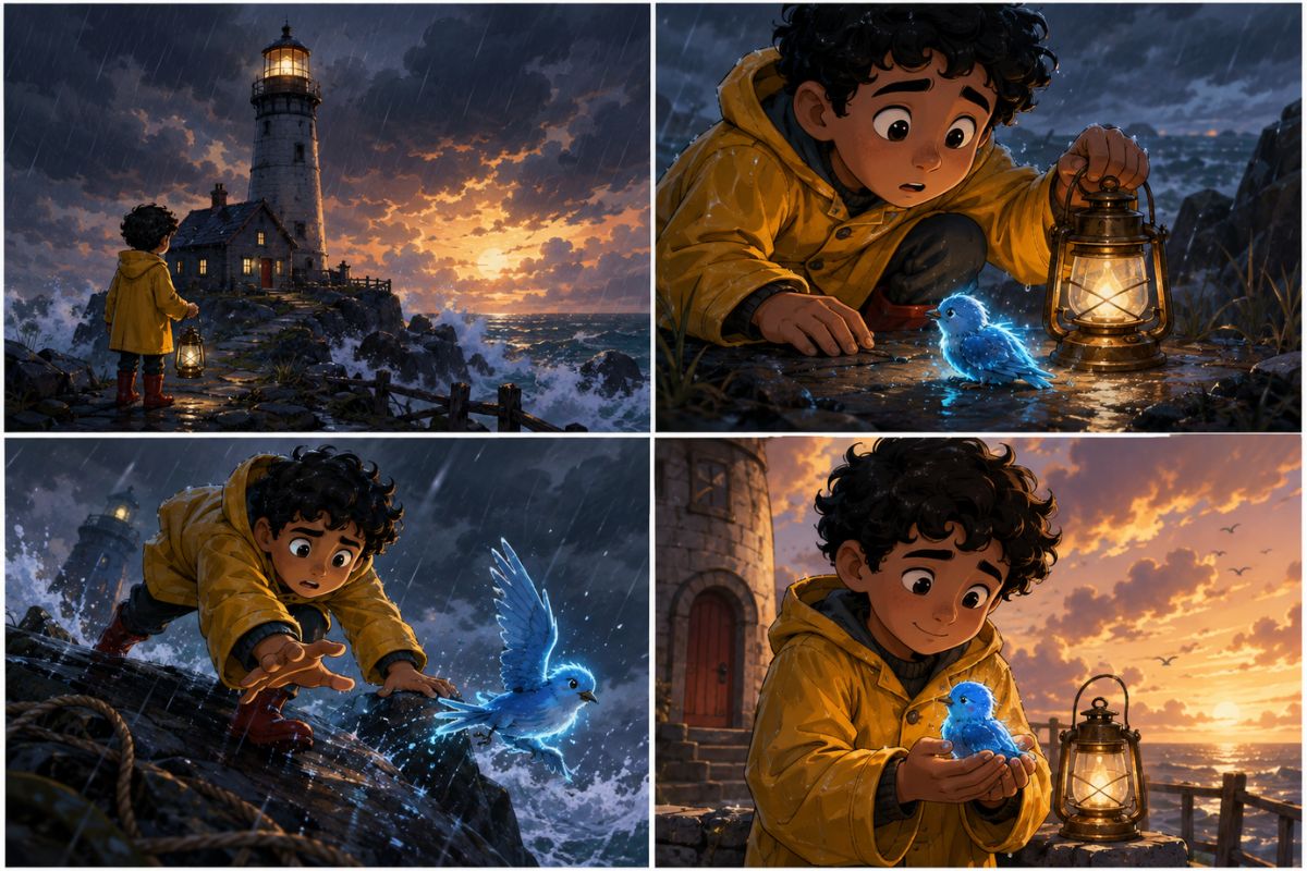Cartoon storyboard frame generated from text
