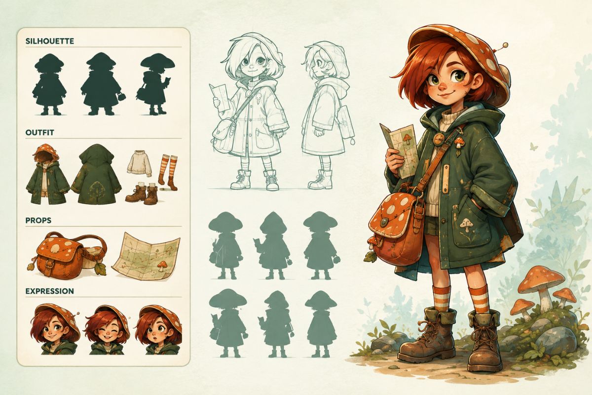 Original cartoon character generated from a text brief