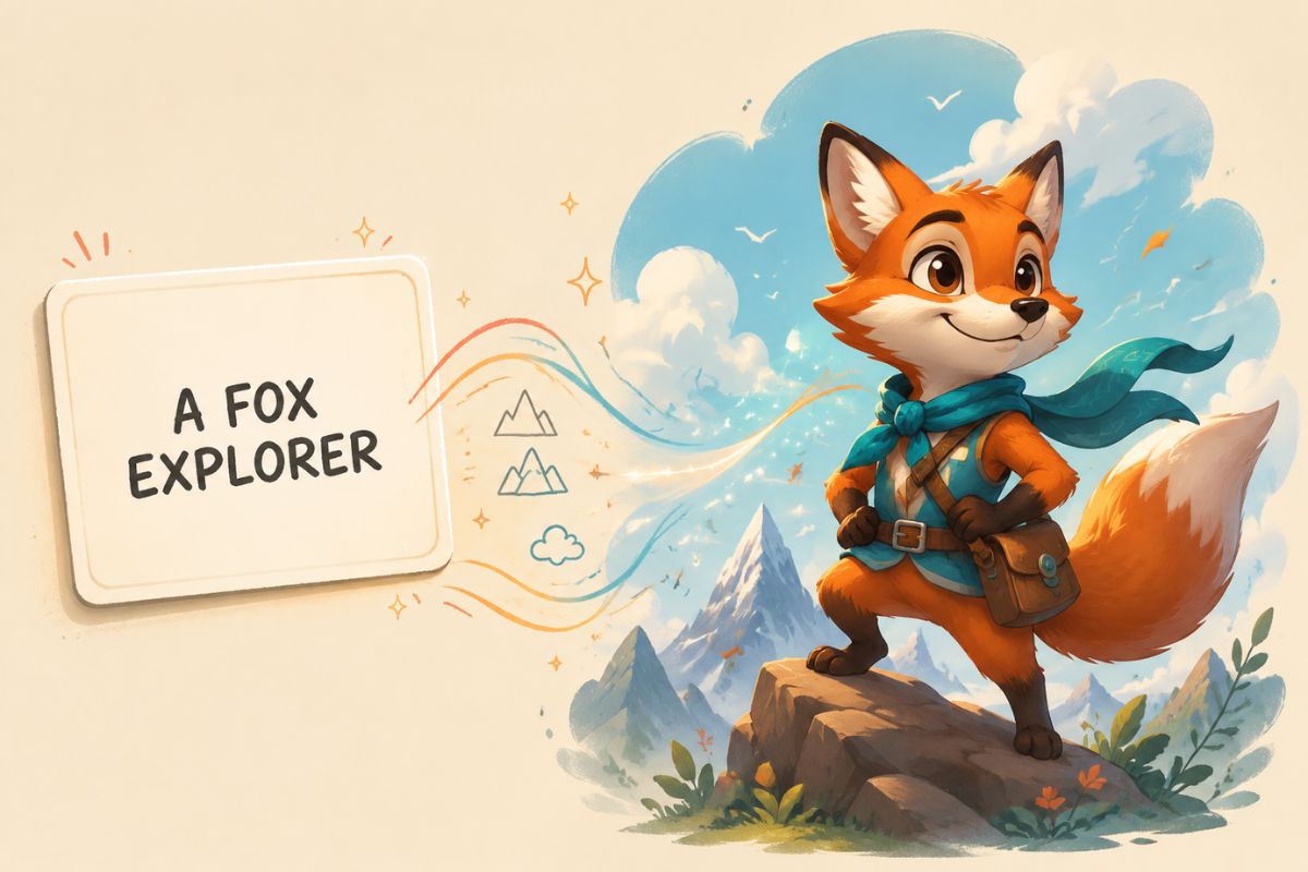 Text prompt transformed into colorful cartoon art