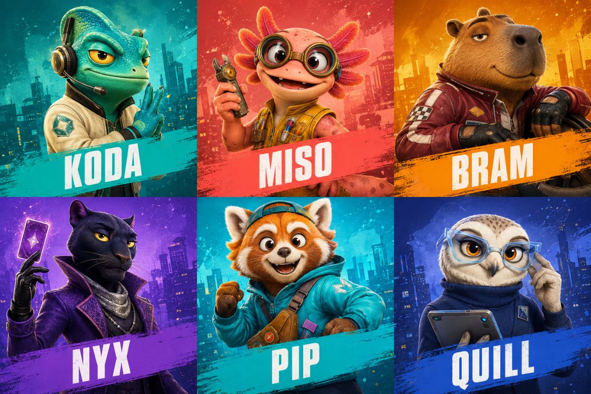 Anthropomorphic heist crew role character