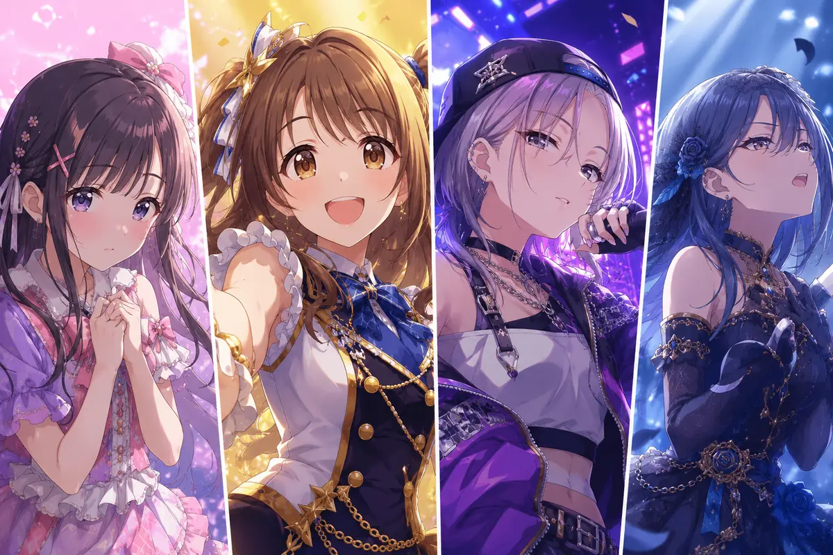 Original anime idol OC on a concert stage