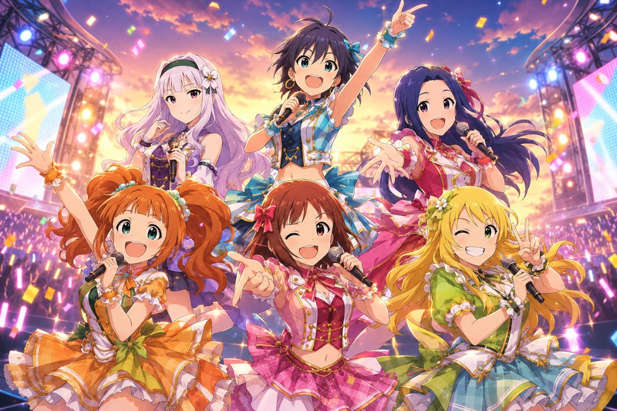 Original idol OC wearing a performance-themed stage costume