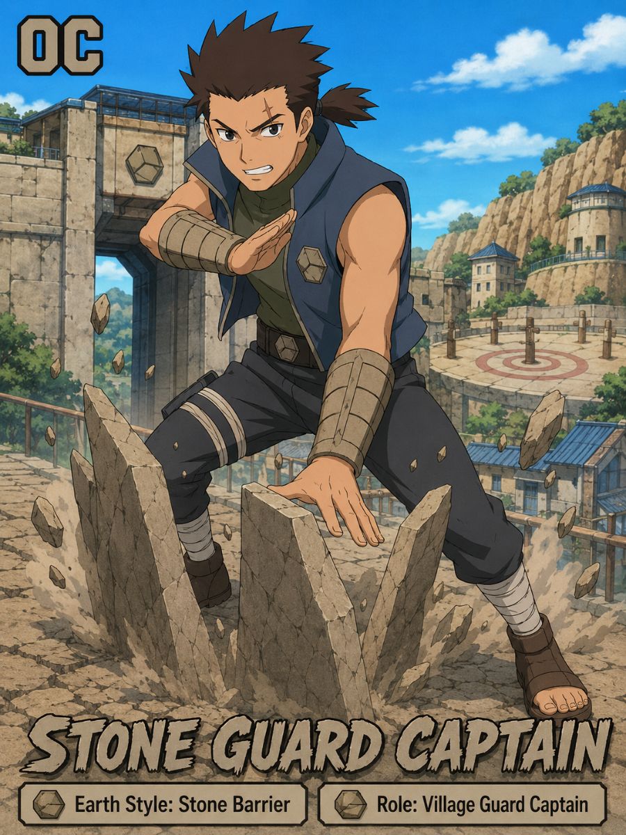 Original earth-style shinobi captain in a defensive stance