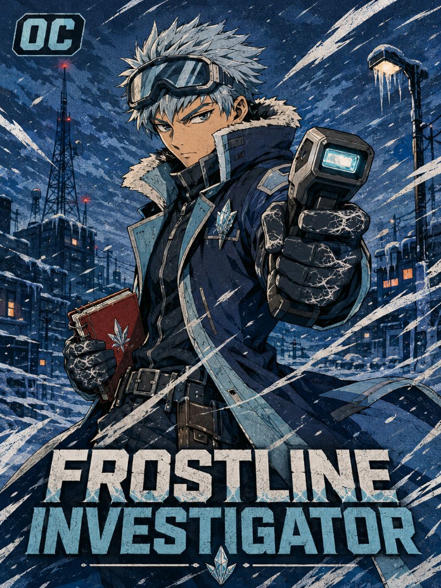 Original ice-powered investigator hero with a tactical coat
