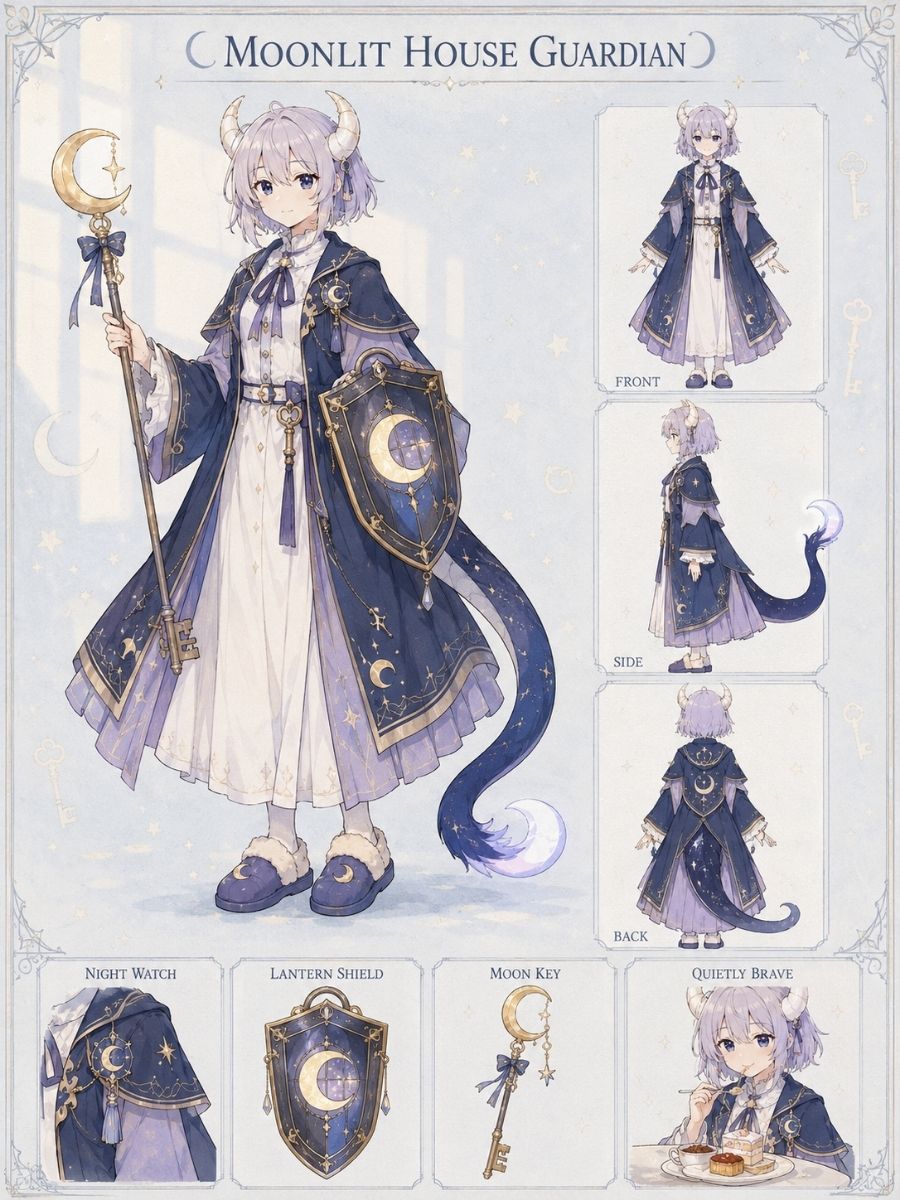 Original silver-haired dragon maid guardian OC