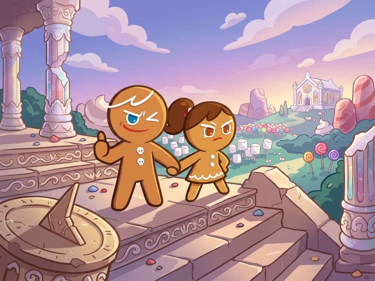 Syrup bridge hazard with a dessert runner escaping across a sticky candy bridge