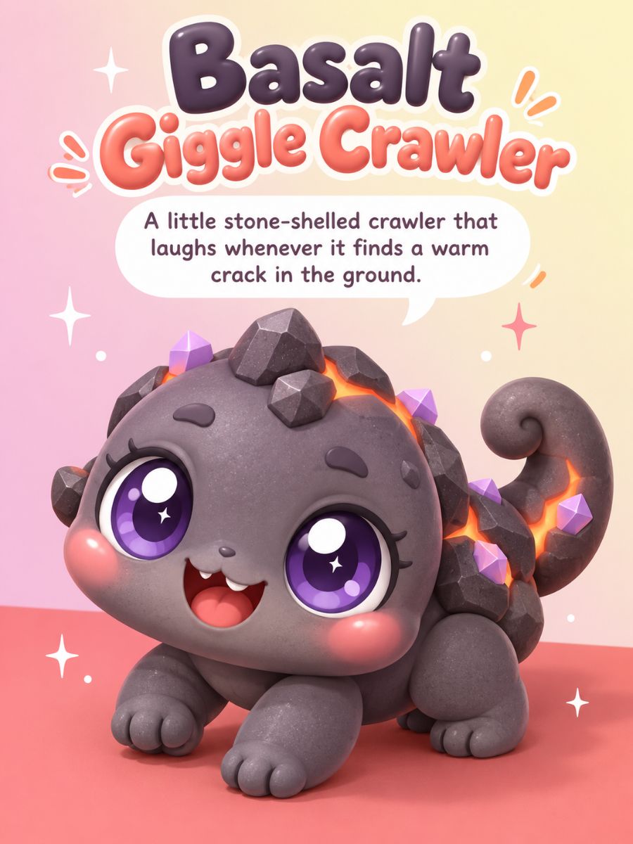 Basalt Giggle Crawler Catch! Teenieping OC character with glowing crystals