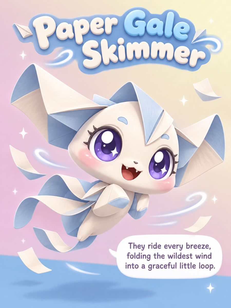 Paper Gale Skimmer Catch! Teenieping OC character flying through the breeze